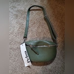 Brand new green leather fanny pack, hip pack, crossbody purse